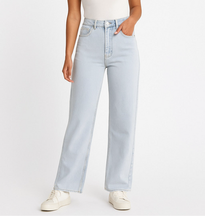 High waisted straight jeans