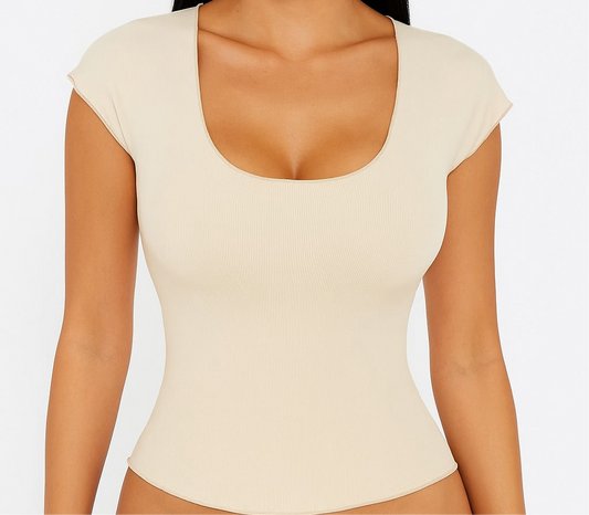 Short shirt with cut neckline