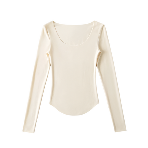 חולצה ארוכה מבד גמיש מחשוף חתוך