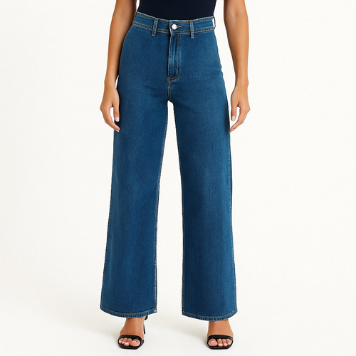 Jeans with a high and straight cut