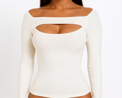 A long shirt with an opening at the neckline and a built-in bra