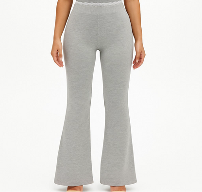 Long pants with lace trim