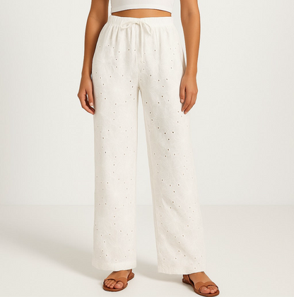 Tie pants with holes