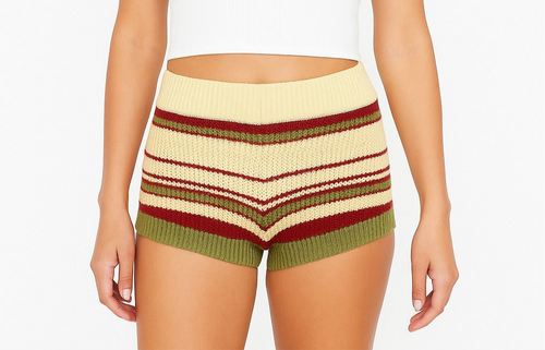 Knitted striped shorts