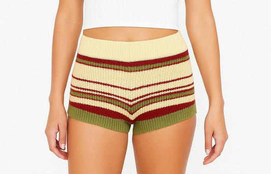 Knitted striped shorts