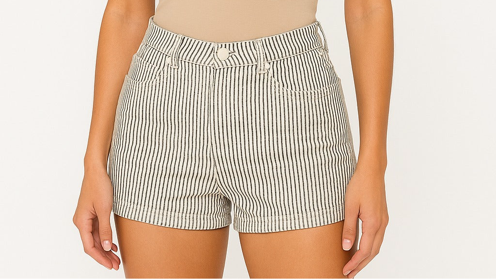 Denim-like striped shorts