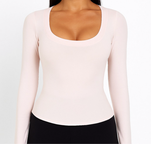 A soft long shirt with a round neckline