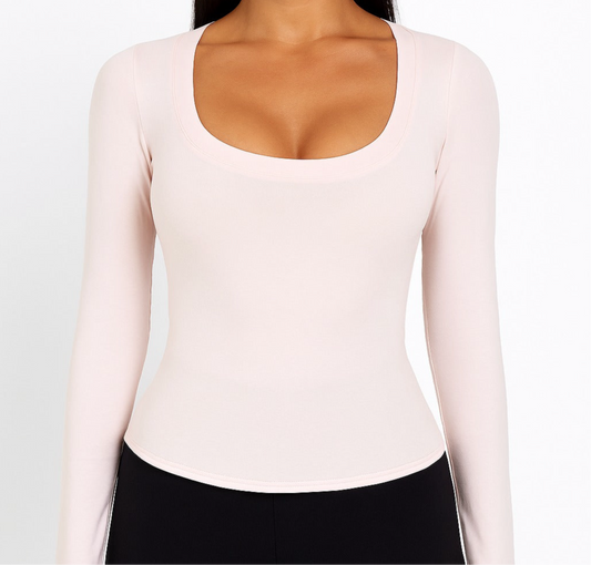 A soft long shirt with a round neckline
