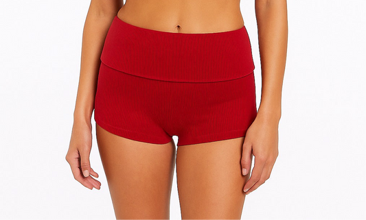 Shorts with folded rubber