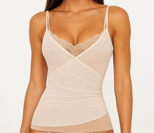 Shell layered tank top with lace