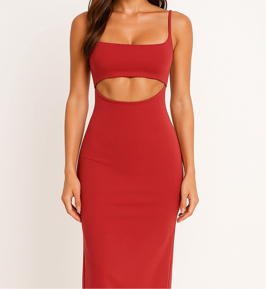 A dress with an opening in the stomach