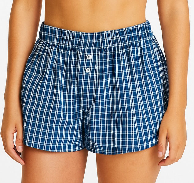 Two button checkered shorts