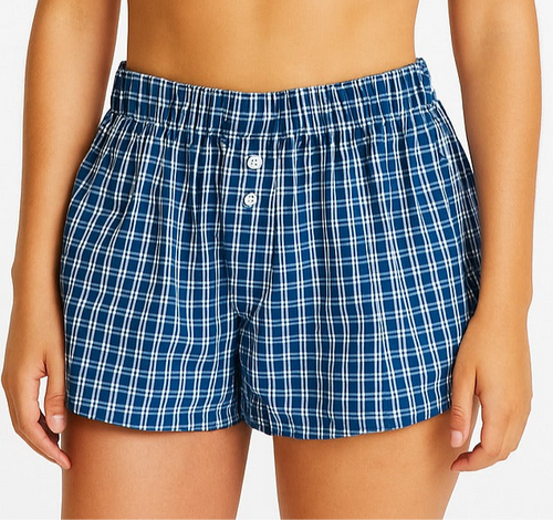 Two button checkered shorts