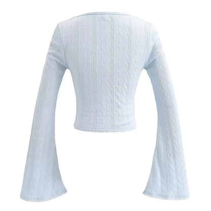 Aesthetic shirt with a tie in the chest and lace decorations