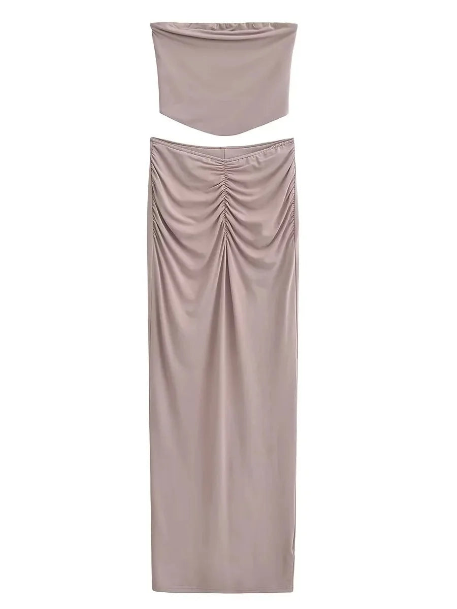 Shrinking and strapless skirt set