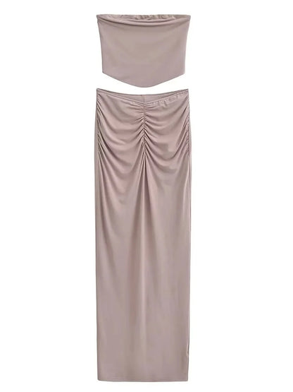 Shrinking and strapless skirt set