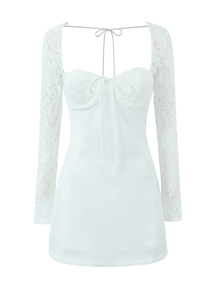 French style dress with lace sleeves