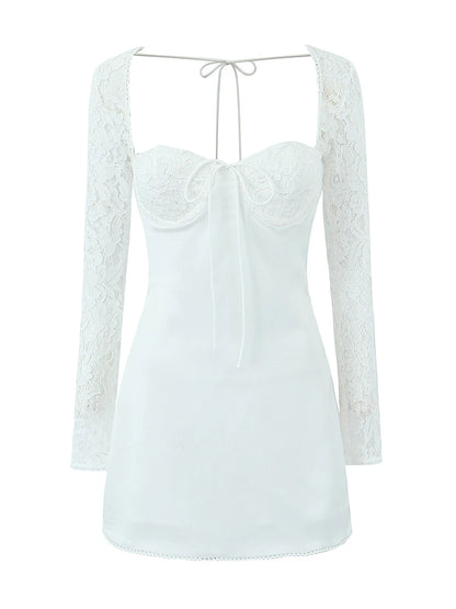 French style dress with lace sleeves
