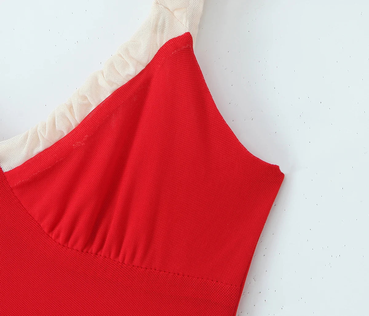 Red dress with a small flower