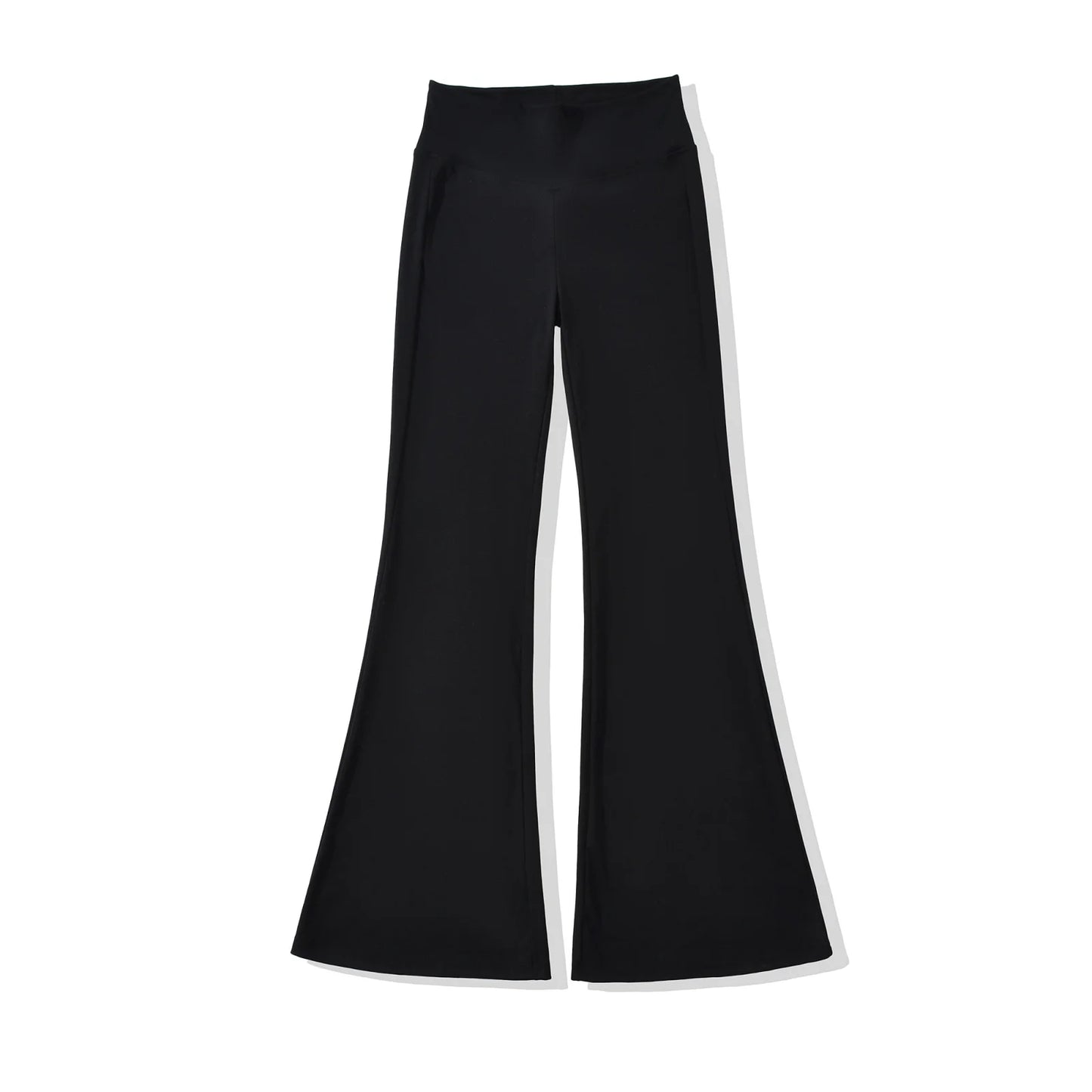 Flared pants with thick elastic at the waist