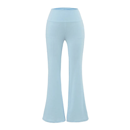 Flared pants with thick elastic at the waist