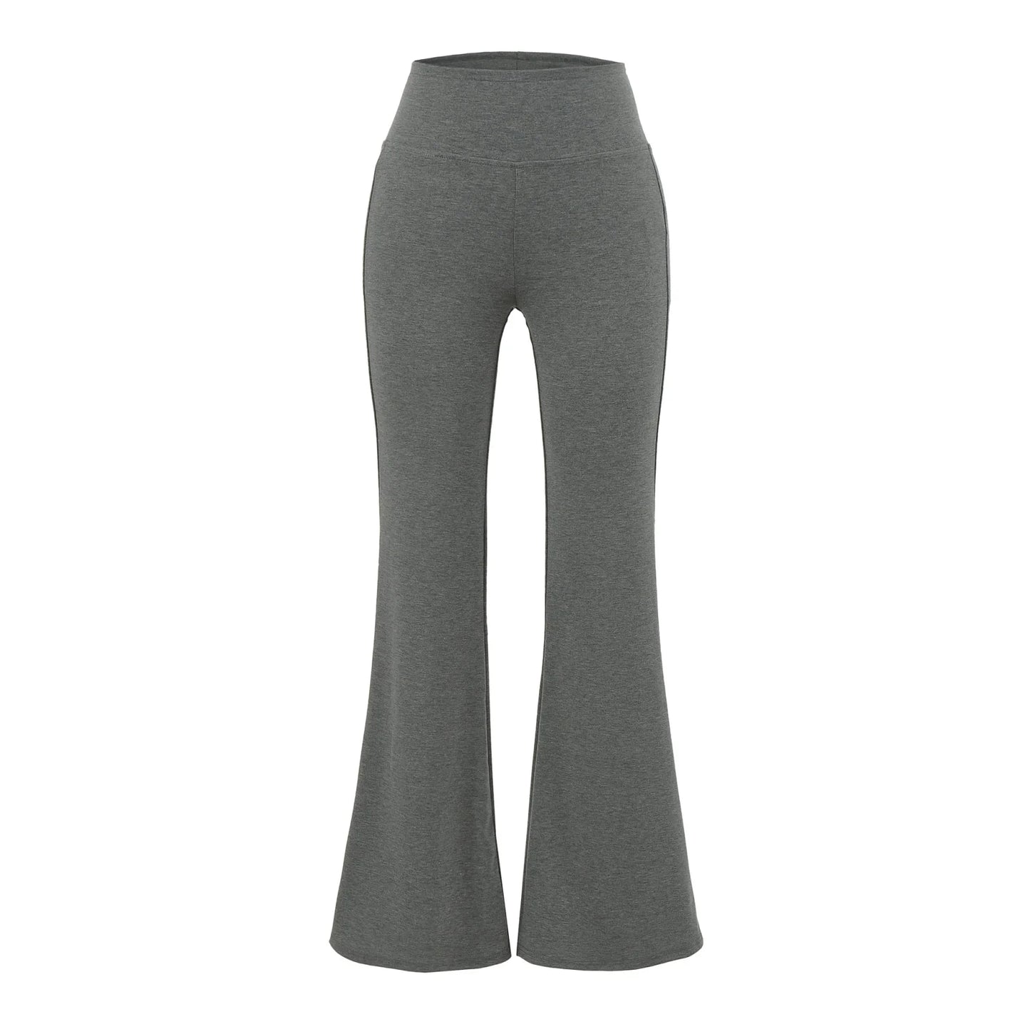 Flared pants with thick elastic at the waist