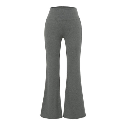 Flared pants with thick elastic at the waist