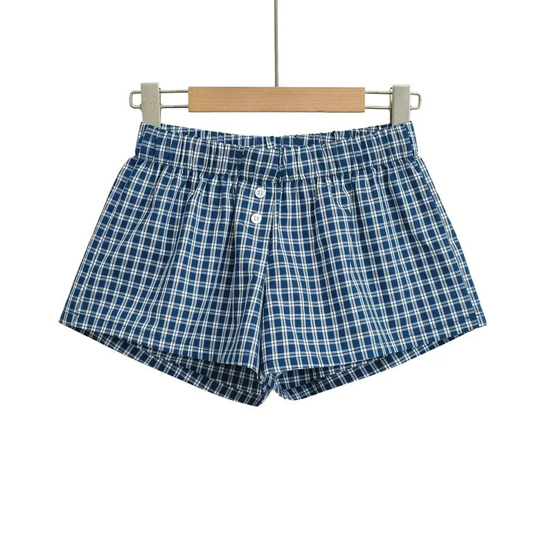 Two button checkered shorts