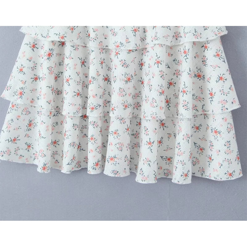 Floral layered strapless dress