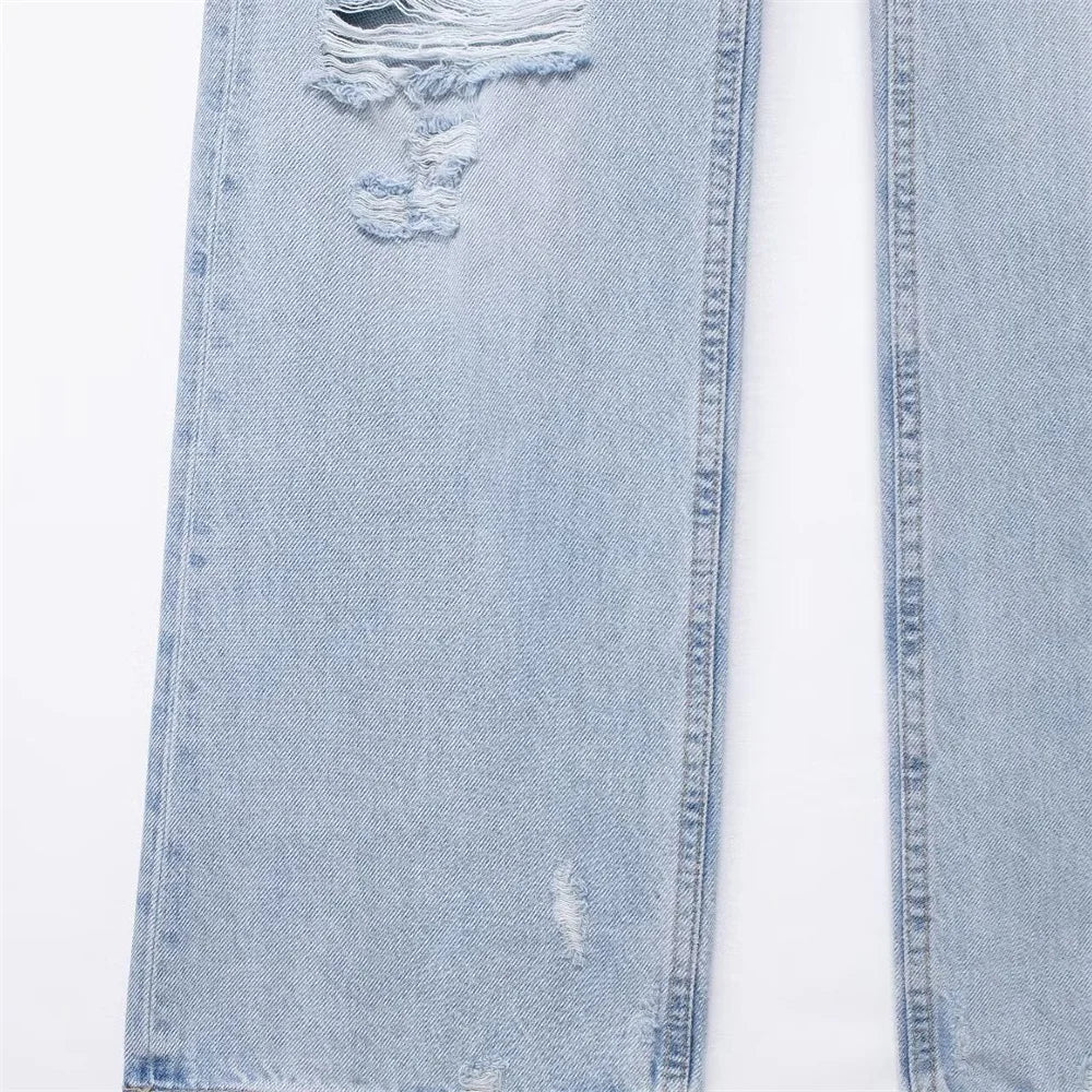 Long jeans with tears
