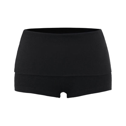 Shorts with folded rubber