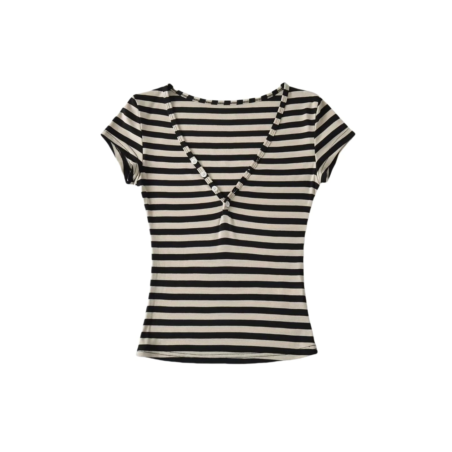 Striped shirt with open half buttons