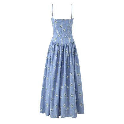 Blue dress with white flowers