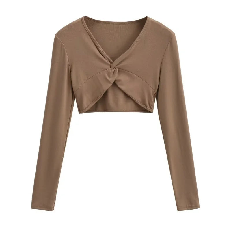 A long camisole is turned at the neckline