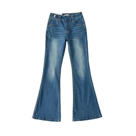 ג׳ינס מתרחב בגזרה גבוהה כפתורים בצד