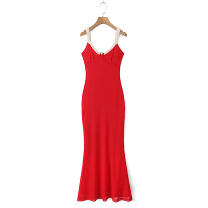 Red dress with a small flower