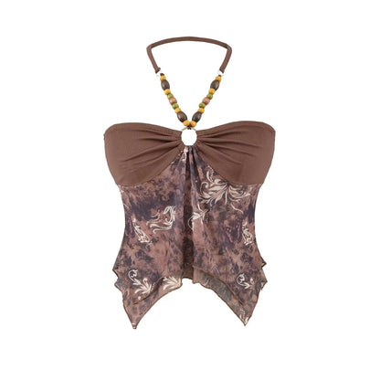 Beaded collar tank top