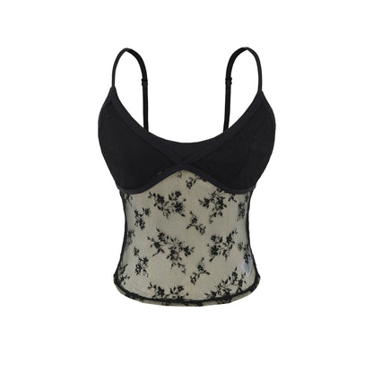 French style lace triangle tank top