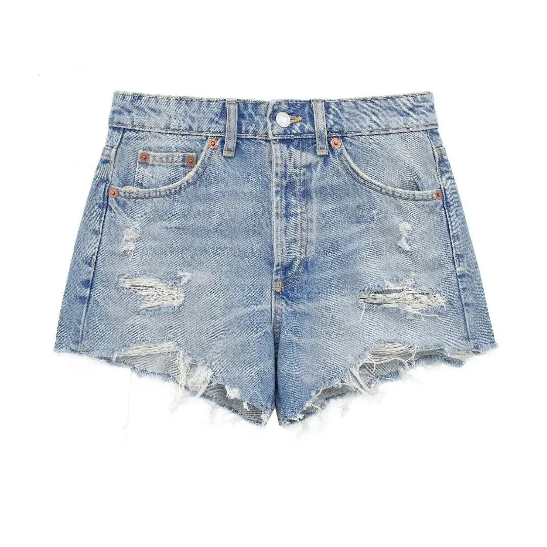 Basic ripped short jeans