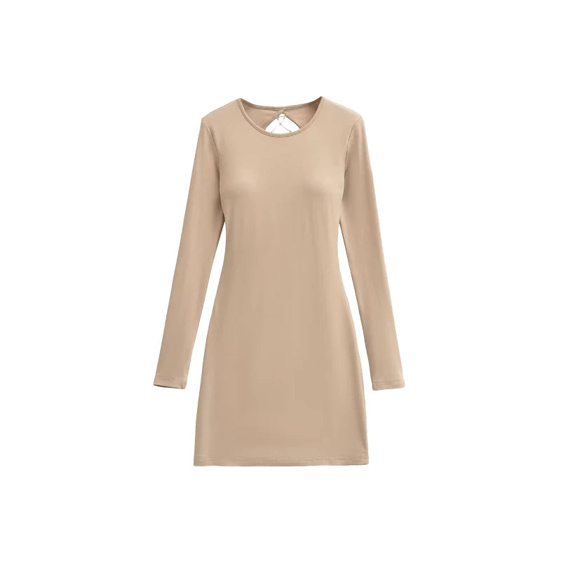 A dress with a built-in bra and an open back