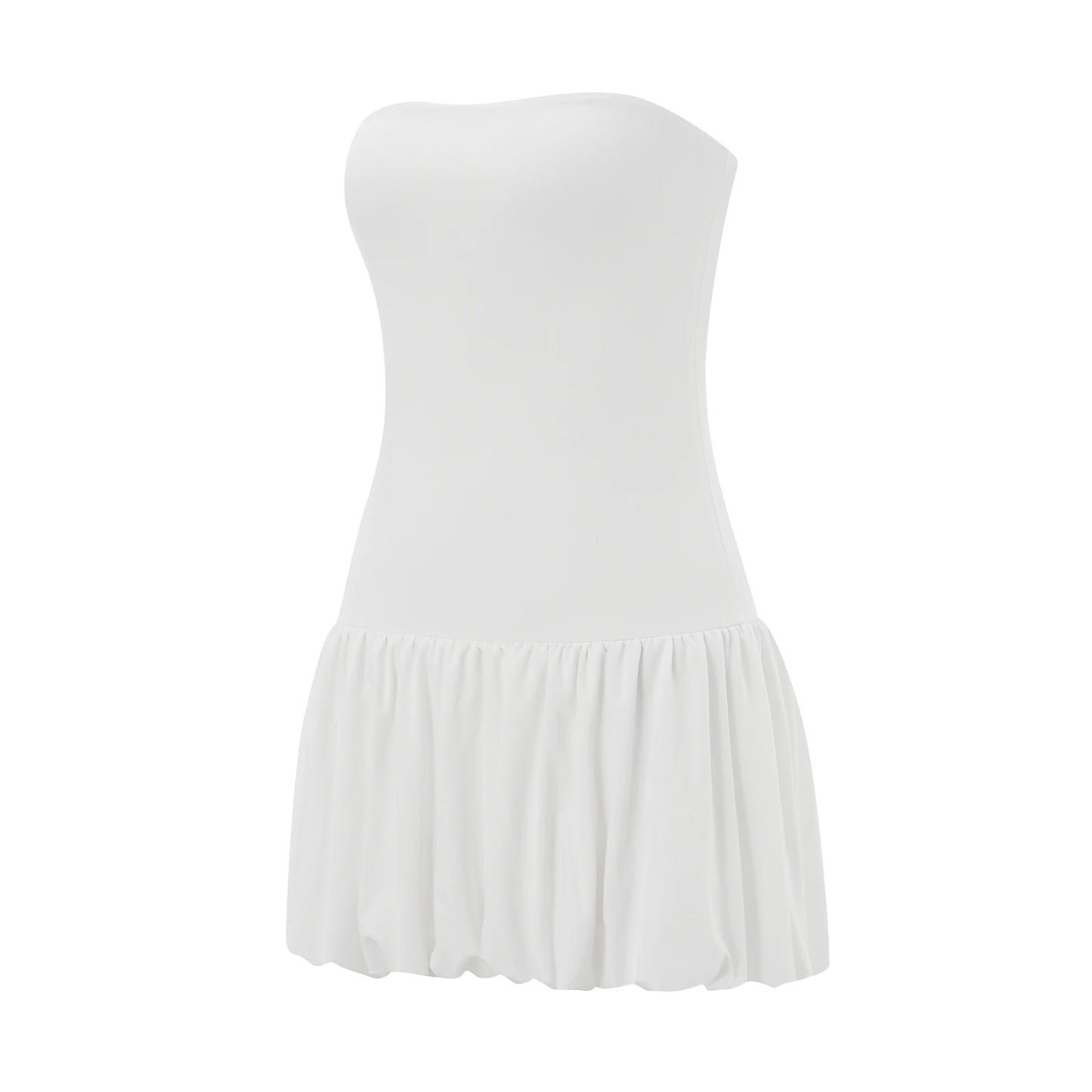 Strapless dress with puffy skirt