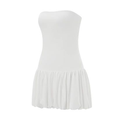 Strapless dress with puffy skirt