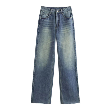 High waisted straight jeans