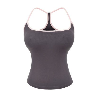 Sporty style tank top with a built-in bra
