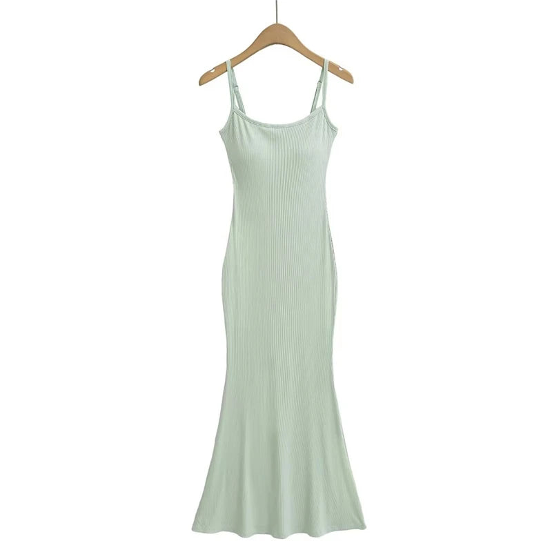 Spaghetti dress with built-in bra