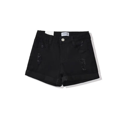 Short folded jeans with a few tears