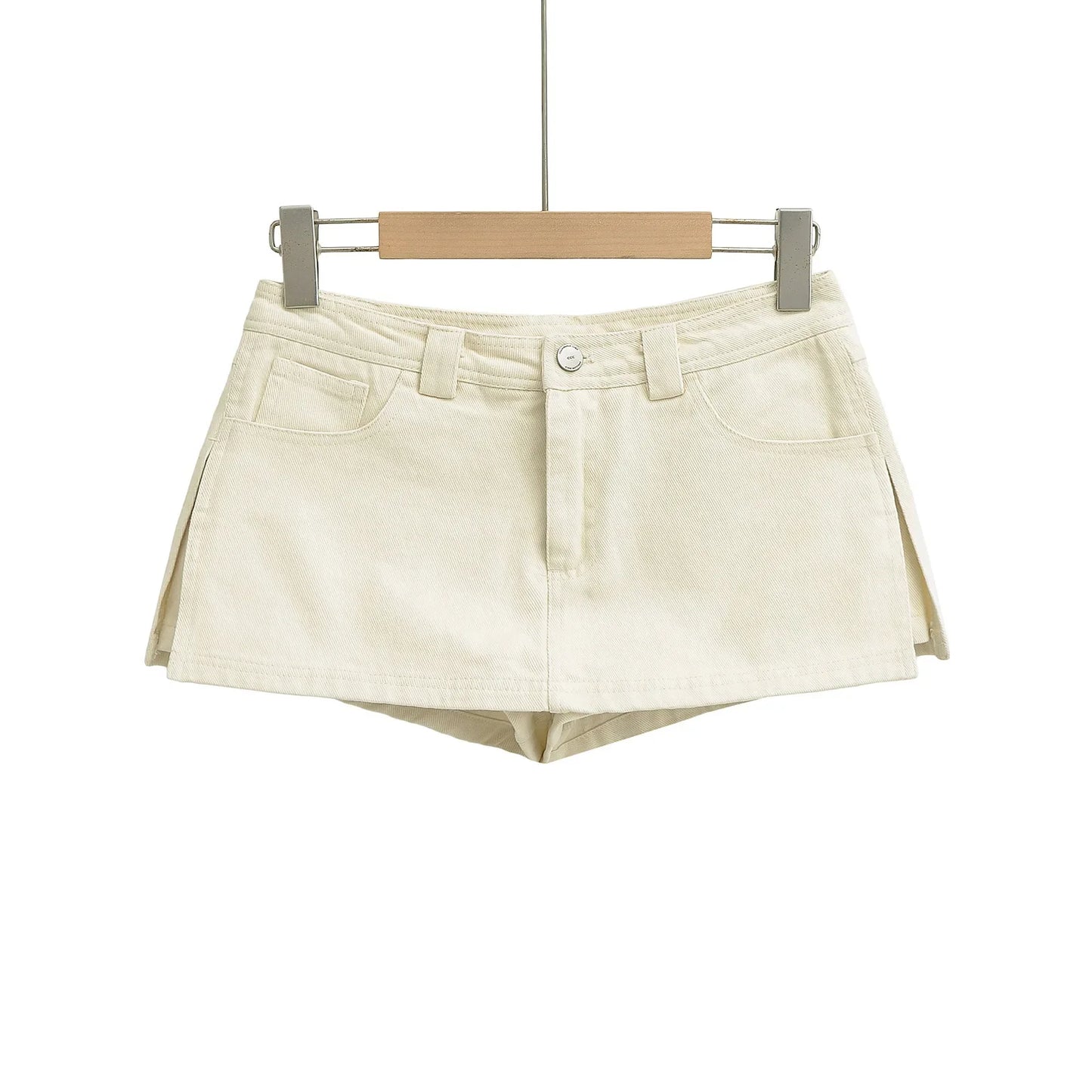 Denim skirt with built-in low cut pants