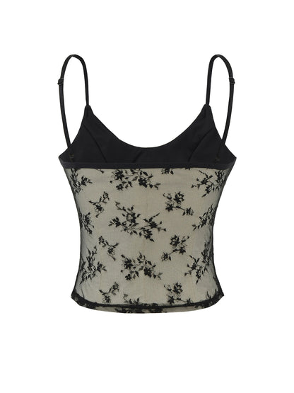 French style lace triangle tank top