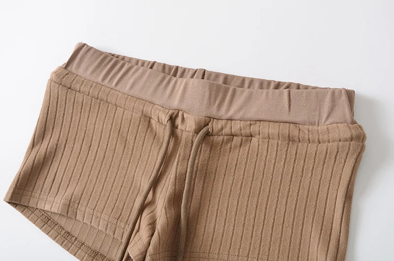 Mini shorts with striped texture