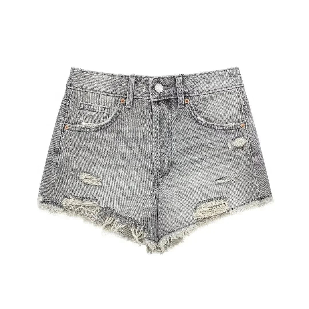 Basic ripped short jeans